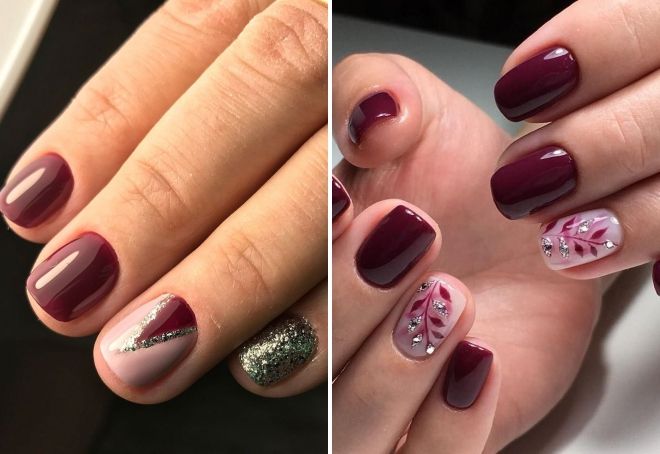 бордовый маникюр с дизайном на короткие ногти бордовый маникюр с дизайном на короткие ногти