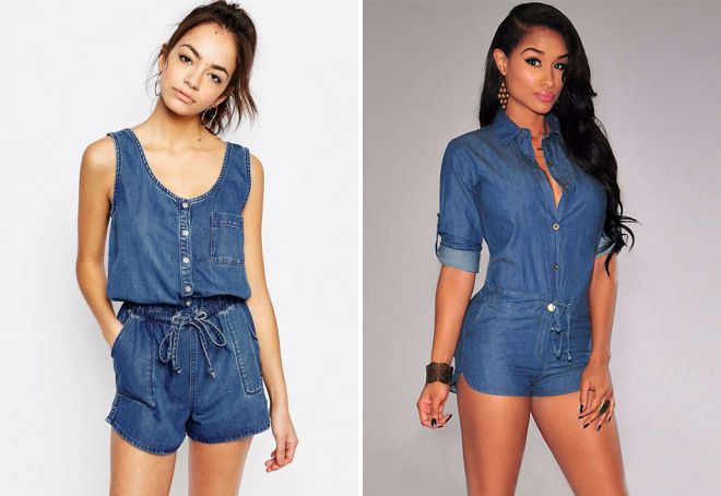 джинсовый ромпер джинсовый ромпер