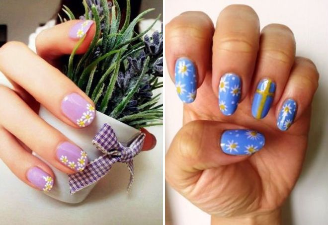 идеи маникюра с ромашками идеи маникюра с ромашками