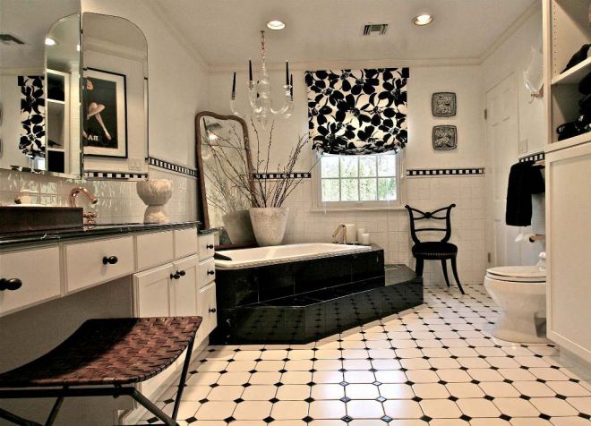 интерьер ванной комнаты в черно белых тонах интерьер ванной комнаты в черно белых тонах