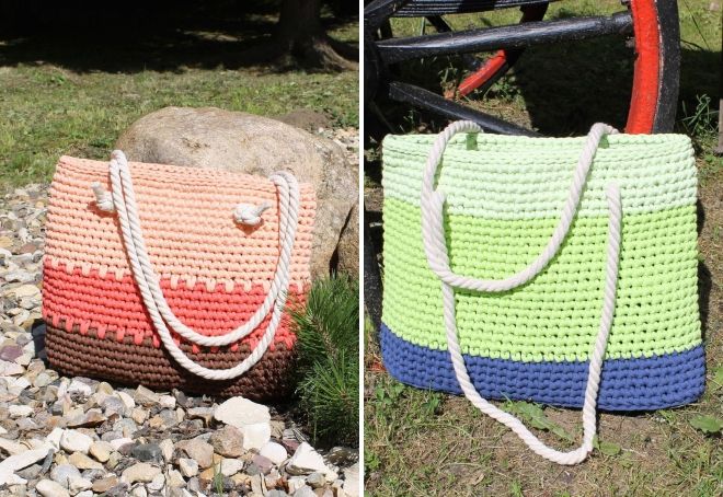 пляжная сумка из трикотажной пряжи пляжная сумка из трикотажной пряжи