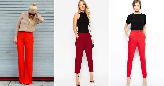 С чем носить классические красные брюки С чем носить классические красные брюки