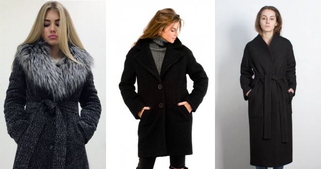 Зимнее пальто букле черное Зимнее пальто букле черное