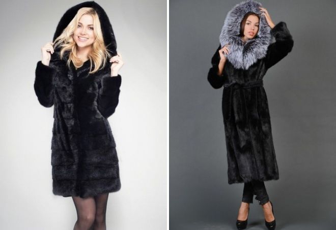 черная норковая шуба с капюшоном черная норковая шуба с капюшоном