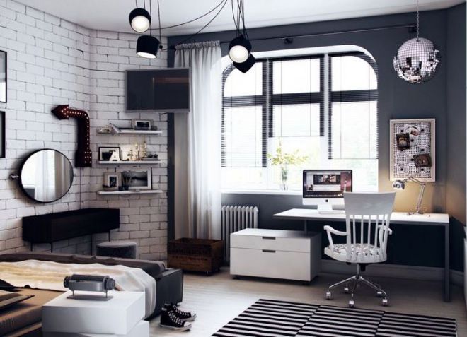 черно белый интерьер для мальчика черно белый интерьер для мальчика