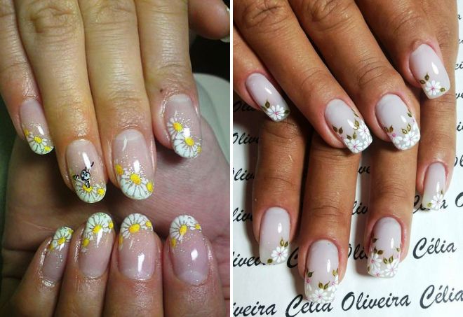 французский маникюр с ромашками французский маникюр с ромашками