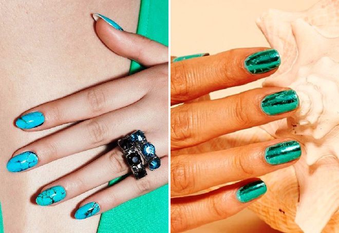 идеи бирюзового маникюра идеи бирюзового маникюра