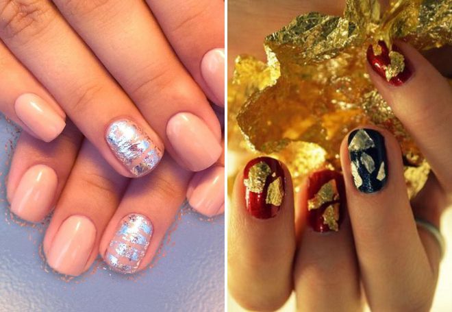 маникюр с фольгой на короткие ногти маникюр с фольгой на короткие ногти