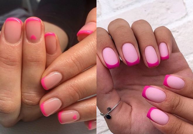 фото5 розовый френч на квадратных ногтях