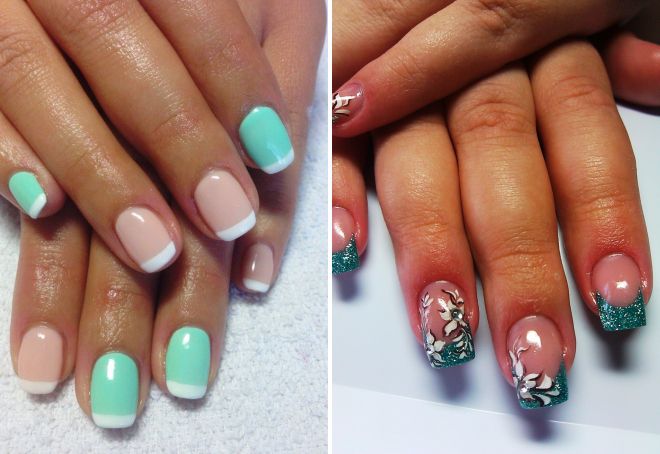 бирюзовый маникюр френч бирюзовый маникюр френч