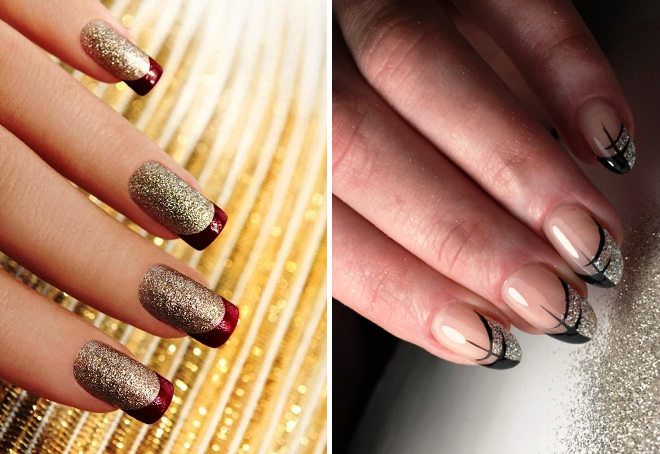 блестящий французский маникюр блестящий французский маникюр