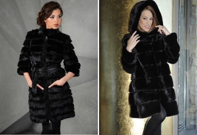 черная норковая шуба поперечка черная норковая шуба поперечка