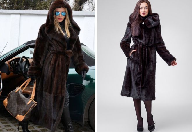 длинная норковая шуба с поясом длинная норковая шуба с поясом