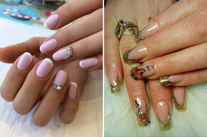 французский маникюр с камнями французский маникюр с камнями