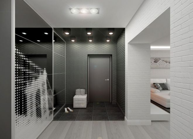 интерьер черно белой прихожей интерьер черно белой прихожей