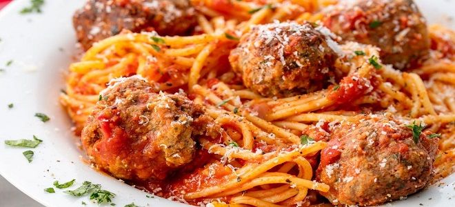 итальянская паста с тефтелями в томатном соусе итальянская паста с тефтелями в томатном соусе