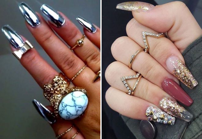 маникюр с фольгой на длинные ногти маникюр с фольгой на длинные ногти
