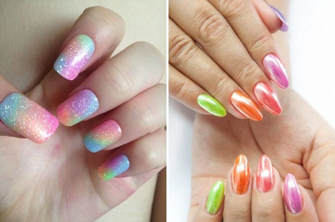 маникюр с радужной втиркой маникюр с радужной втиркой