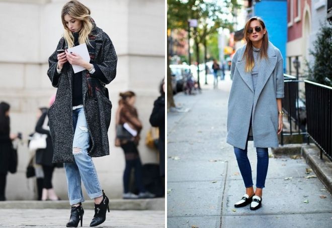 пальто оверсайз с джинсами пальто оверсайз с джинсами