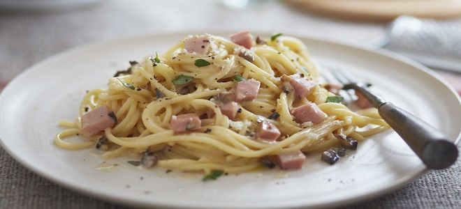 фото6 паста карбонара с ветчиной