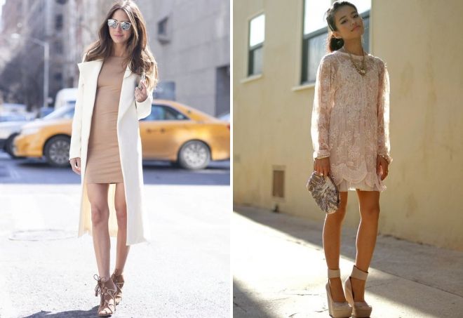 с чем носить короткое бежевое платье с чем носить короткое бежевое платье