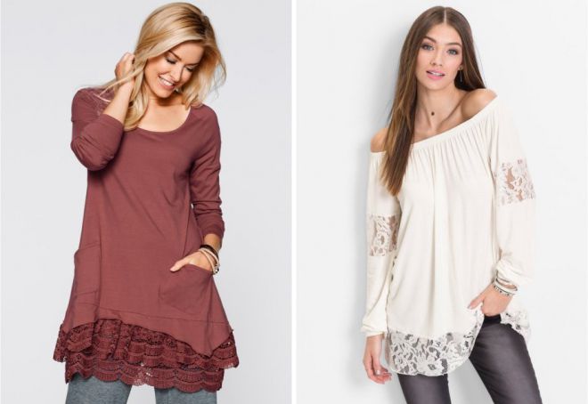 трикотажные туники с кружевом трикотажные туники с кружевом