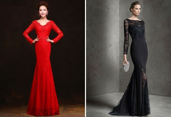 вечернее платье рыбка с рукавами вечернее платье рыбка с рукавами