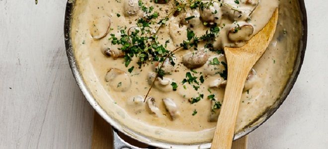 жареные опята со сливками жареные опята со сливками