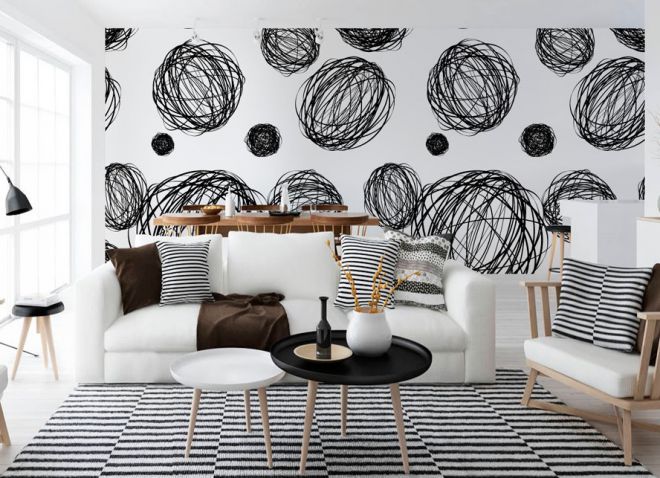 черно белые обои в интерьере черно белые обои в интерьере