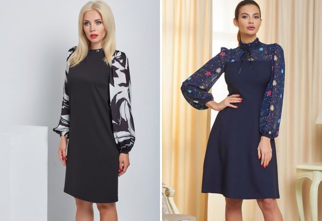 комбинированное платье с шифоном комбинированное платье с шифоном