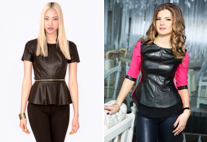 кожаная кофта с баской кожаная кофта с баской