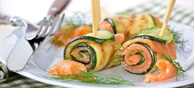 рулетики из кабачков с красной рыбой рулетики из кабачков с красной рыбой
