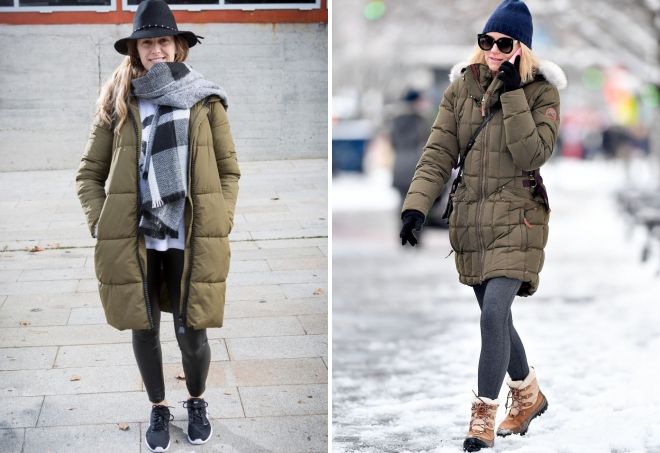 с чем носить зеленый пуховик-кокон с чем носить зеленый пуховик-кокон