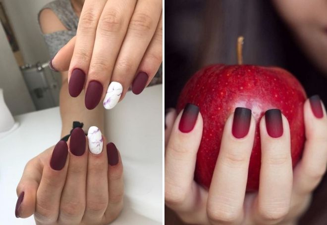 идеи матового бордового маникюра идеи матового бордового маникюра