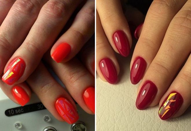 красный маникюр битое стекло красный маникюр битое стекло