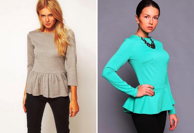 трикотажная кофта с баской трикотажная кофта с баской