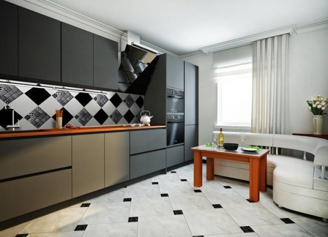 черно белая плитка в интерьере черно белая плитка в интерьере