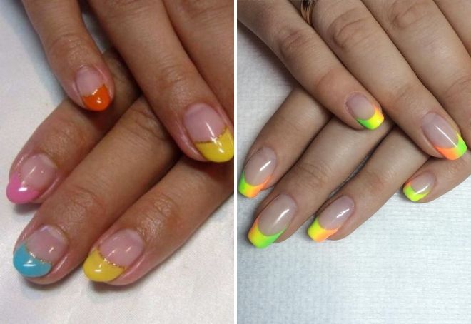 цветной маникюр френч на овальные ногти цветной маникюр френч на овальные ногти