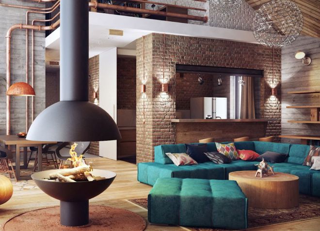 гостиная в стиле лофт в доме гостиная в стиле лофт в доме