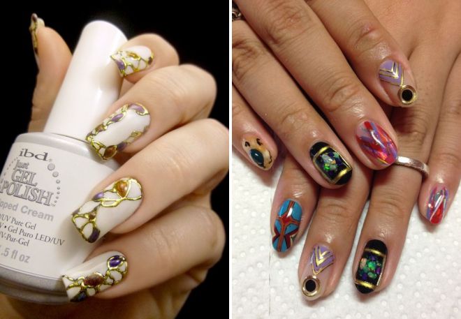 маникюр с рисунком и жидкими камнями маникюр с рисунком и жидкими камнями