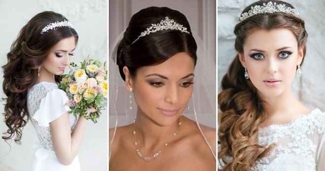Свадебная прическа на длинные волосы с диадемой Свадебная прическа на длинные волосы с диадемой