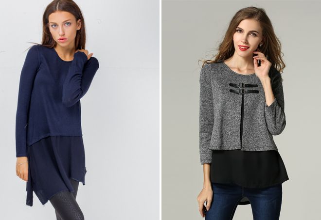 трикотажные туники с шифоном трикотажные туники с шифоном