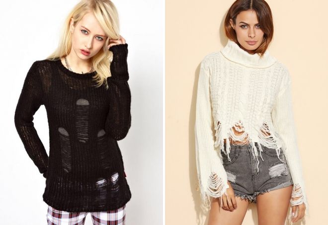 вязаные рваные свитера вязаные рваные свитера
