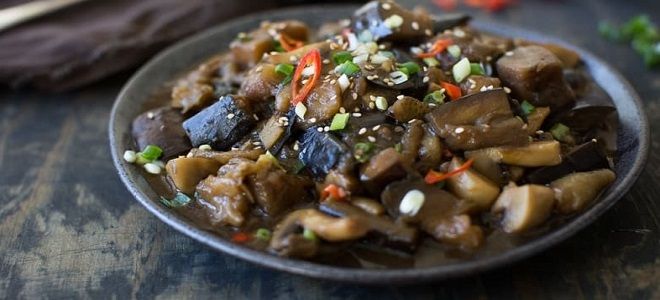 жареные опята с баклажанами жареные опята с баклажанами