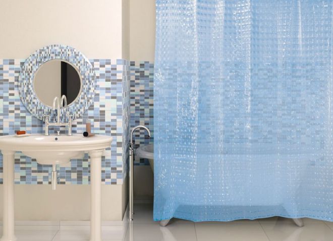 голубые шторы