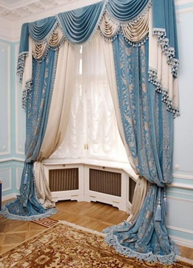 голубые шторы