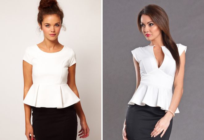 белая блузка с баской белая блузка с баской