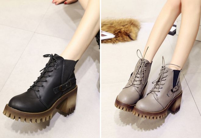 ботильоны на толстом каблуке и тракторной подошве ботильоны на толстом каблуке и тракторной подошве