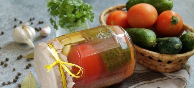 фото10 консервация огурцов с помидорами на зиму