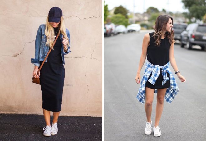 платье с белыми конверсами платье с белыми конверсами